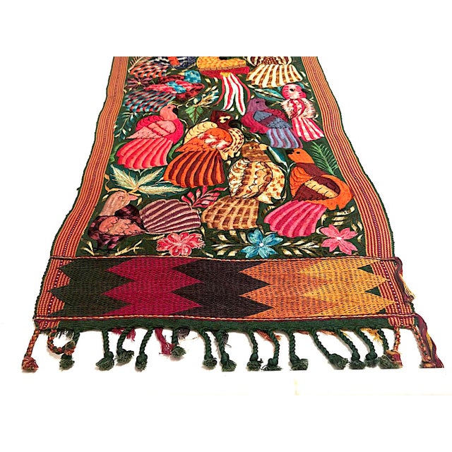 Vintage Hand Embroidered Mexican Textile Wall Hanging For Sale - Image 11 of 13