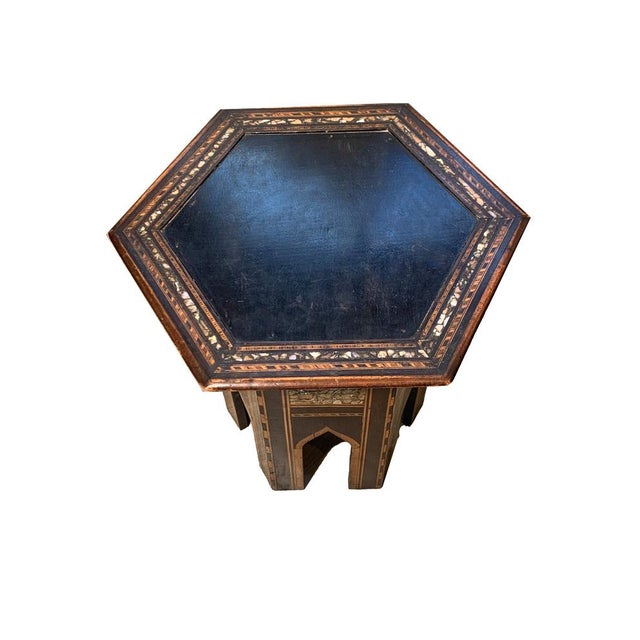19th Century Moroccan Hexagonal Pedestal Table, 1890s For Sale - Image 10 of 14