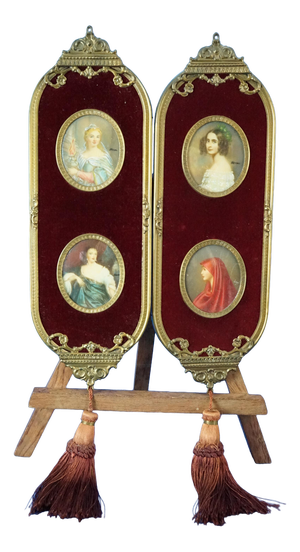 Herme and Says, Miniatures, 1900s, Cellulose, Framed, Set of 2