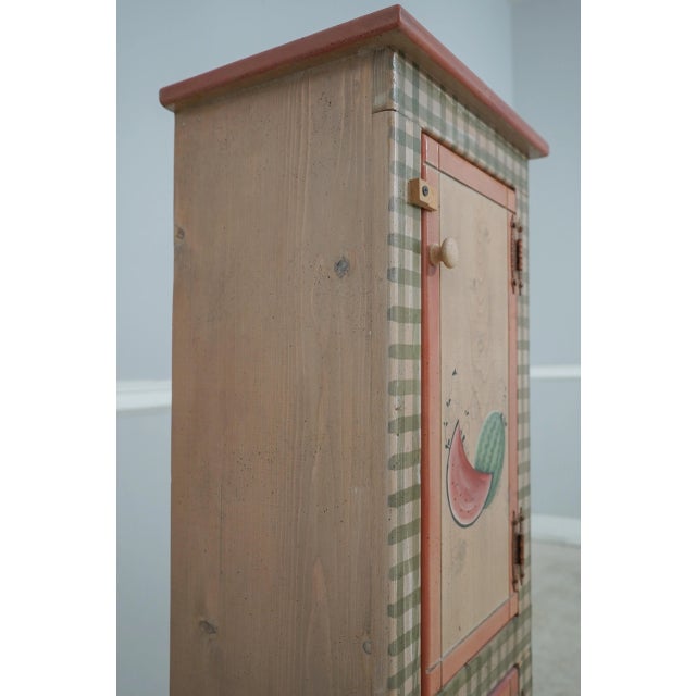 Wood Country Style Hand Painted 2 Door Cupboard Cabinet For Sale - Image 7 of 12