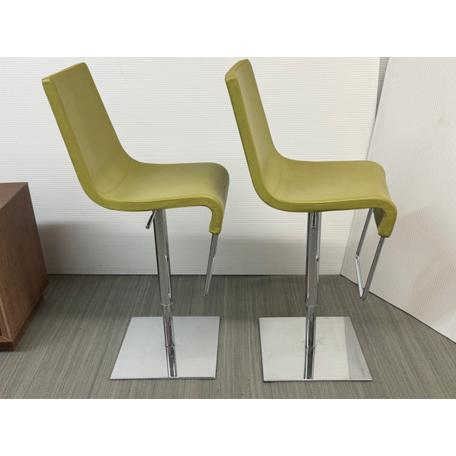 Karim Rashid for Bonaldo Adjusting Skipping Bar Stools, Chartreuse For Sale - Image 9 of 12