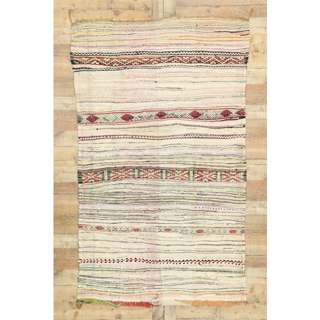 Beige Vintage Boucherouite Moroccan Kilim Rug - 04'05 X 07'07 For Sale - Image 8 of 9
