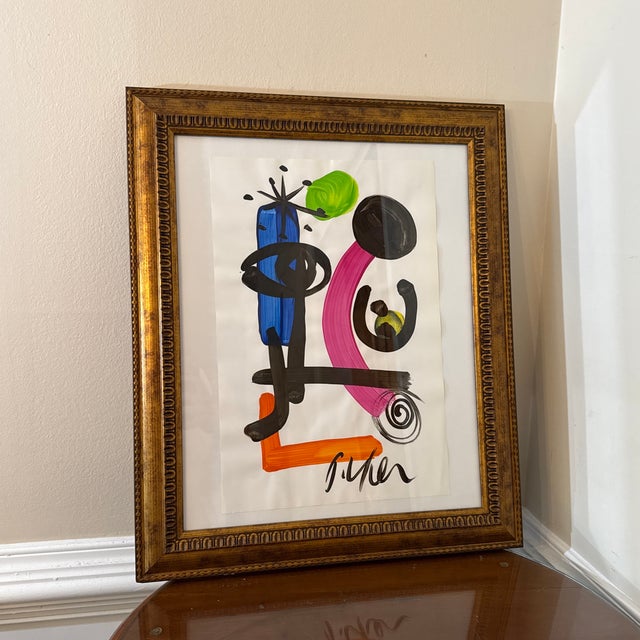 Vintage 1970s Peter Keil Miro Abstract Painting ~ Framed For Sale In Atlanta - Image 6 of 9