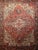 Vintage Room Size Persian Heriz, Handwoven Geometric Medallion Pattern, Red & Navy, 9’ X 11’ For Sale - Image 11 of 12