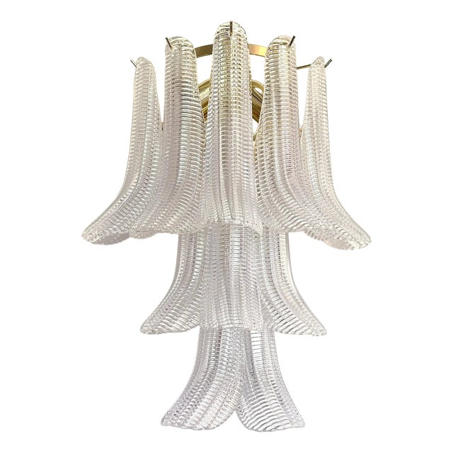 Transparent Diamante Selle-Petali Murano Glass Wall Sconce by Simoeng for Simoeng For Sale