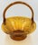 1960s Brockway Indiana Glass Large Tiara Amber Sandwich Handled Basket Signed j.t. For Sale - Image 5 of 10