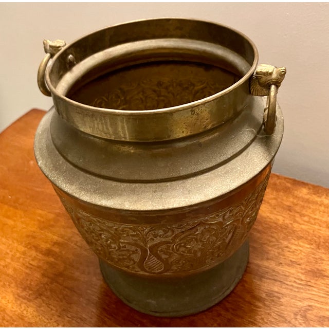 Antique Chinoiserie Incised Brass Cachepot For Sale - Image 10 of 12