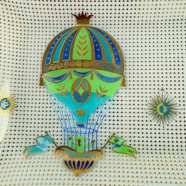 1960s Briard Fancy Free Montgolfier Balloon Opal Glass Platter For Sale - Image 5 of 12
