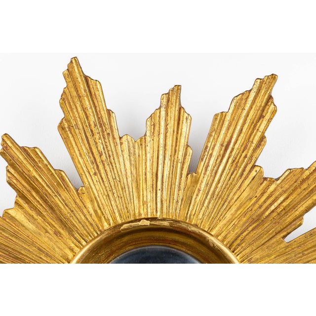 Mid-Century Modern Mid 20th Century Hand Carved Giltwood Sunburst Mirror For Sale - Image 3 of 7