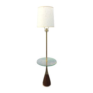 Brass Laurel Floor Lamp with Glass Shelf For Sale