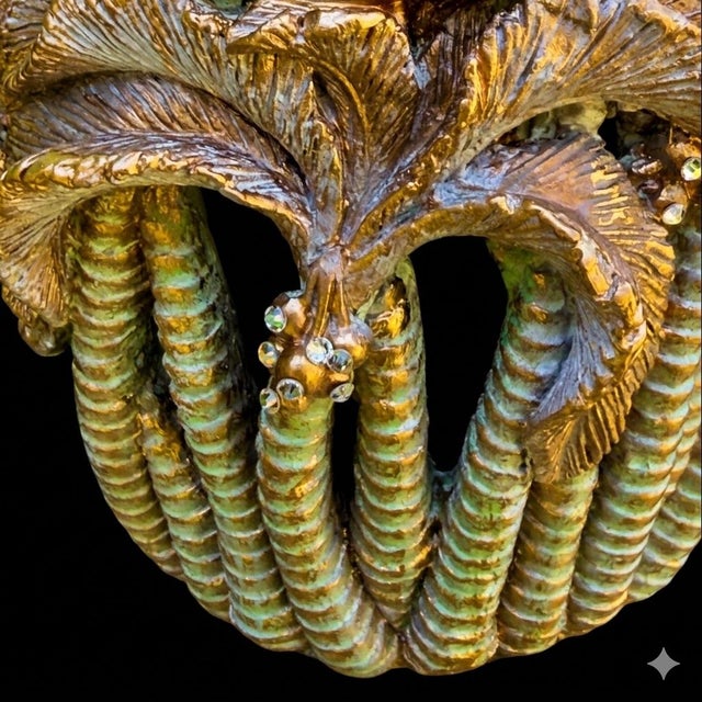 Vintage Palm Beach Regency “The Phillipe” Faux Bamboo Chandelier “- Newly Painted For Sale In Mobile - Image 6 of 13