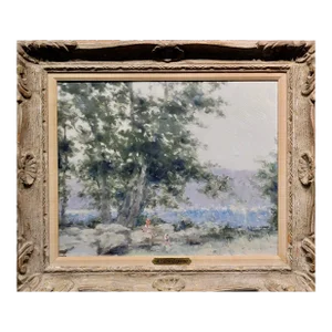 Andre Gisson- Women Outdoors in a Luscious Summer Landscape-Oil Painting