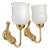 Maison Lancel Brass Dolphin Sconces Ruffled Opaline Glass Shade France 1950-Pair For Sale