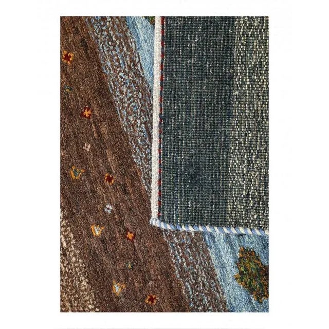 Traditional Multi Color Fine Hand Knotted Persian Gabbeh Runner For Sale - Image 3 of 3