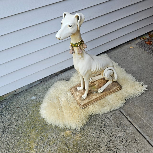 1940s Late Art Deco Sicilian Marwal Chalkware Greyhound.Statue For Sale - Image 12 of 12