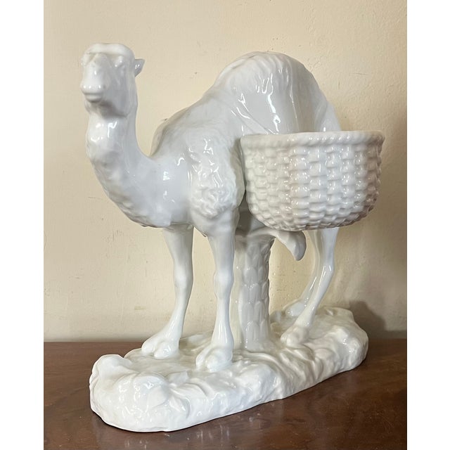 French Antique 19th Century Continental Blanc De Chine Porcelain Camel Table Centerpiece Vase With Two Baskets for Flowers For Sale - Image 3 of 18