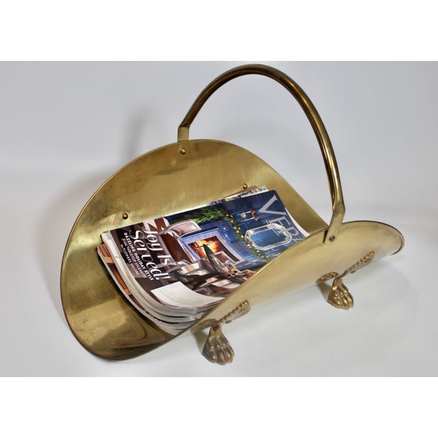 Metal Hollywood Regency Brass Magazine Stand / Log Bin For Sale - Image 7 of 10