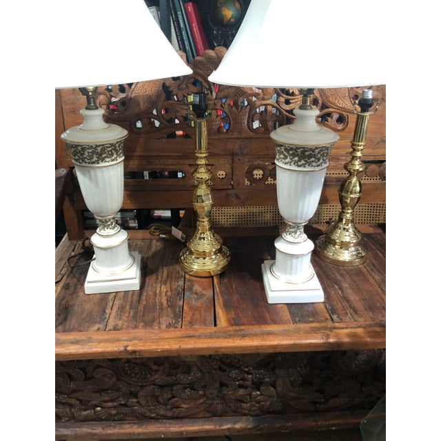 Early 20th Century Tyndale Frederick Cooper Cream & Gold Porcelain Table Lamps - A Pair For Sale In Miami - Image 6 of 9