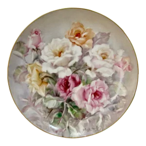 Vintage Hand Painted Rose Plate/Charger