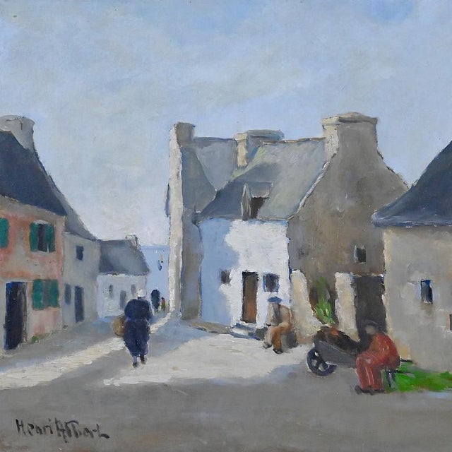 H. Albert, Village Scene, Oil on Canvas, 20th Century, in Very Good conditions. Designed 1920 to 1949 This piece has an...