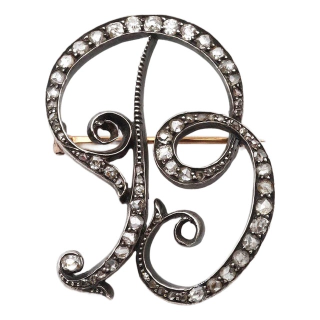 Diamond Letter B Brooch For Sale