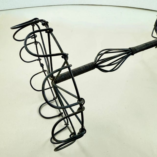 Antique French Handmade Petal Top Wire Kitchen Basket For Sale - Image 9 of 12