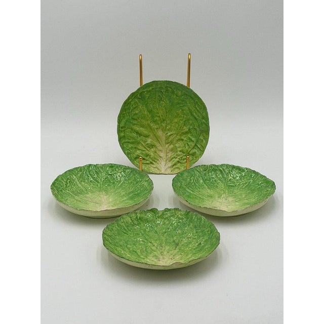 Late 19th Century Eb Napoli Italian Majolica Lettuceware Plates - Set of Four For Sale - Image 15 of 16