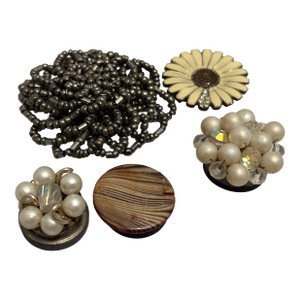 Eclectic Collection of Upcycled Vintage Jewelry Magnets, Set of Five