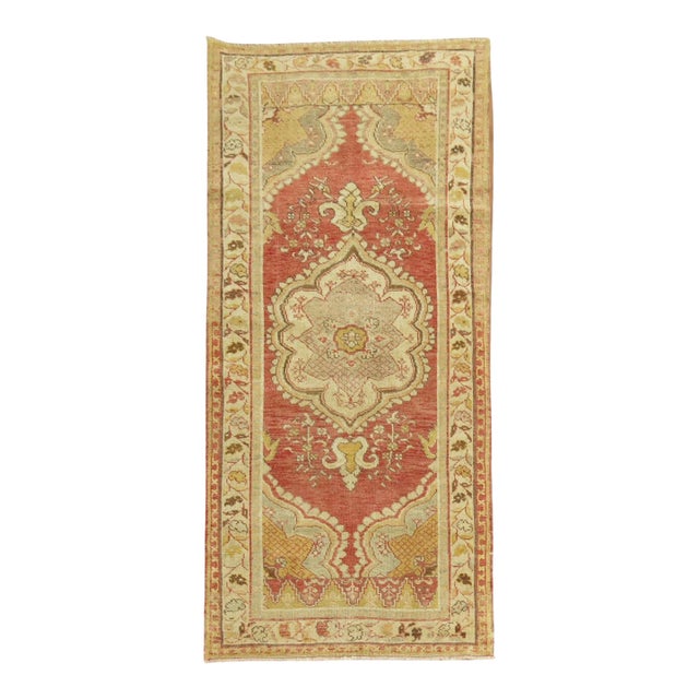 Soft Red Vintage Turkish Small Runner - 3'2" x 6'6" For Sale