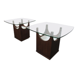 Mid 20th Century Pair of Glass Side Tables - 2 Pieces