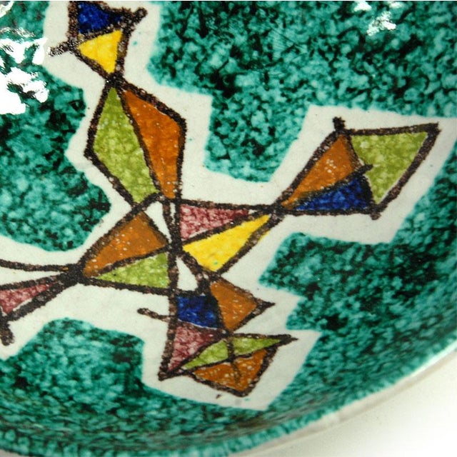 Ceramic Italian Hand-Painted Glazed Tripod Dish, 1960s For Sale - Image 7 of 10