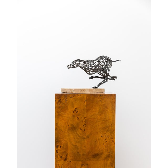 Metal Mid-Century Modernist Signed Deborah Gabris Greyhound Welded Brutalist Steel Sculpture For Sale - Image 7 of 12