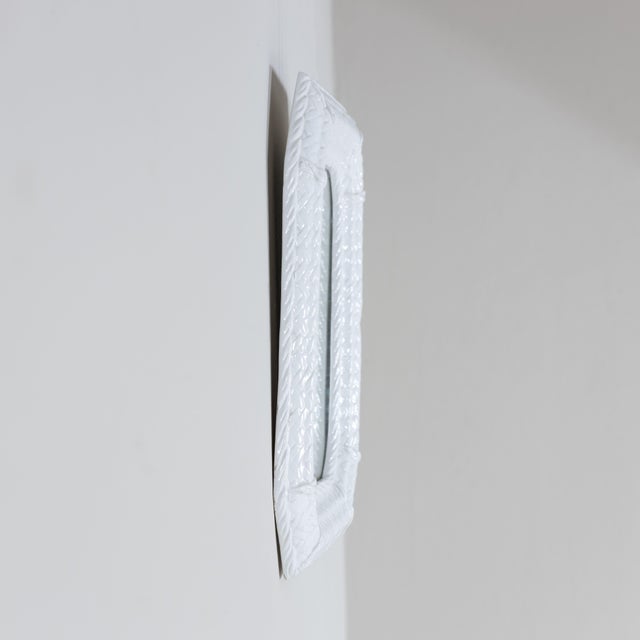 Mirror White Wall Mirror with Ceramic Frame, 1950s, in Good conditions. Designed 1970 to 1979