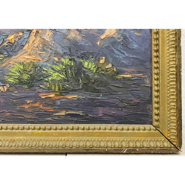 Impressionist Mountain Landscape Original Oil Painting C.1940 For Sale - Image 3 of 11