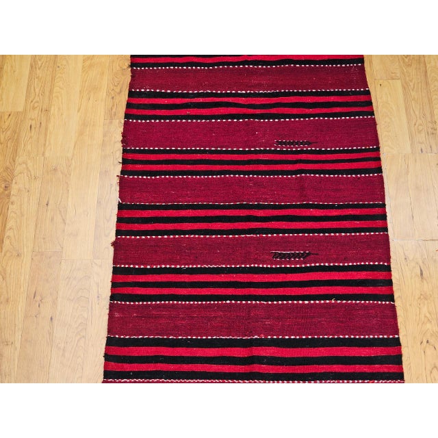 Vintage Turkish Hand Woven Kilim Runner, Wool & Cotton, Stripe Design, 3x12 For Sale - Image 10 of 15
