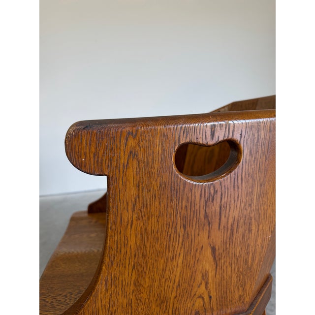 Pair of Dutch Colonial Style Vintage Oak Barrel Back Chairs For Sale - Image 10 of 12