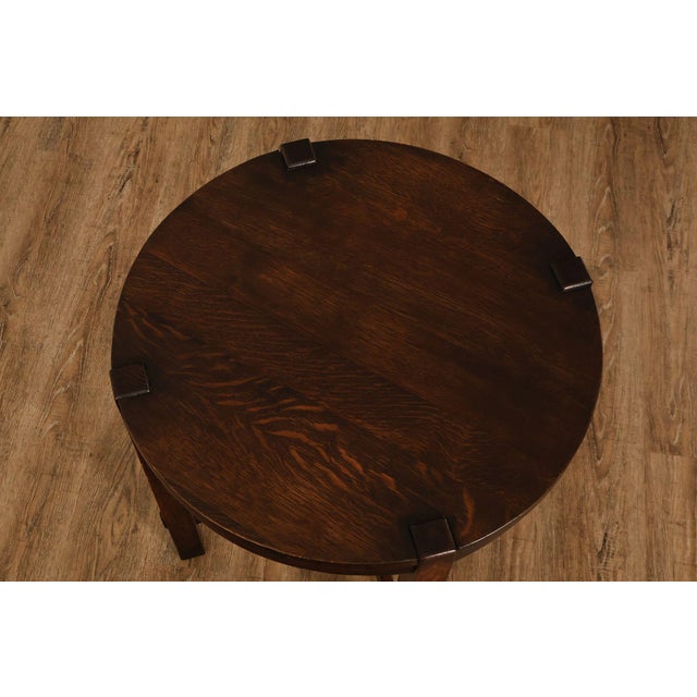 Mission Early Gustav Stickley Mission Oak 26 Inch Round Table #439 For Sale - Image 3 of 18