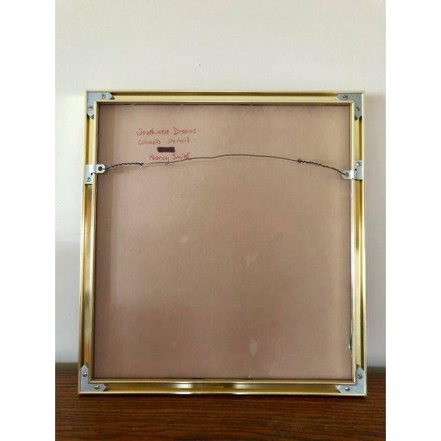 Signed Original 1980s Nancy Smith “Southwest Dreams” Colored Pencil Portrait Drawing For Sale - Image 4 of 5