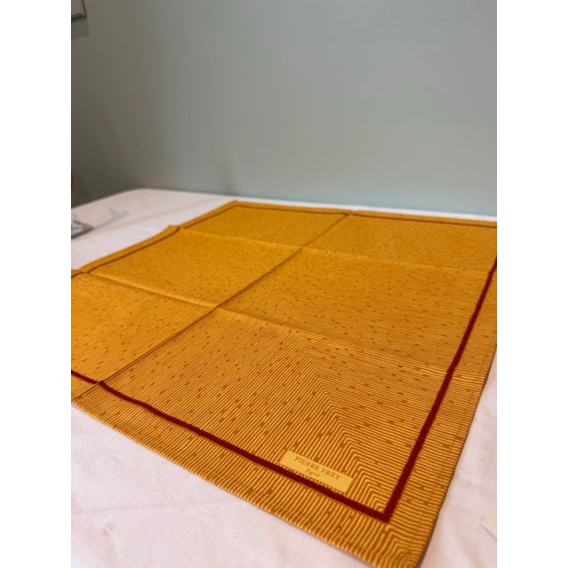 Pierre Frey Late 20th Century Set of 4 Pierre Frey Paris Designer Cloth Napkins - Mustard Gold Geometric With Red Border For Sale - Image 4 of 7