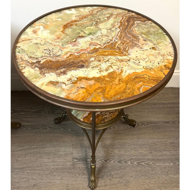 Pair French Neoclassical Bronze & Book-Matched Onyx Gueridons For Sale - Image 4 of 15