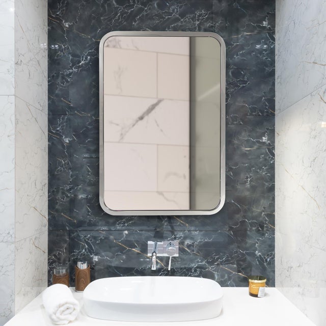 Simone Rectangular Stainless Steel Mirror For Sale - Image 10 of 10