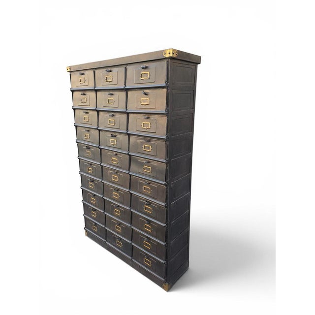 Vintage French Industrial Steel Filing Cabinet by Strafor, 1930 For Sale - Image 10 of 14