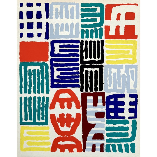 Giuseppe Capogrossi, Characters, Lithograph and Stencil, 1958 For Sale