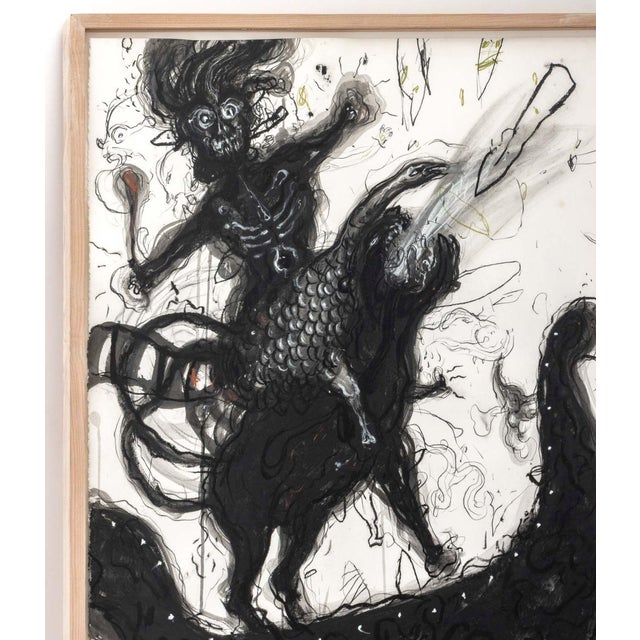 Robert Dandarov (Macedonian/American, b. 1959), Monster Riding a Beast, Mixed Media on Paper, 1989, signed in pencil and...