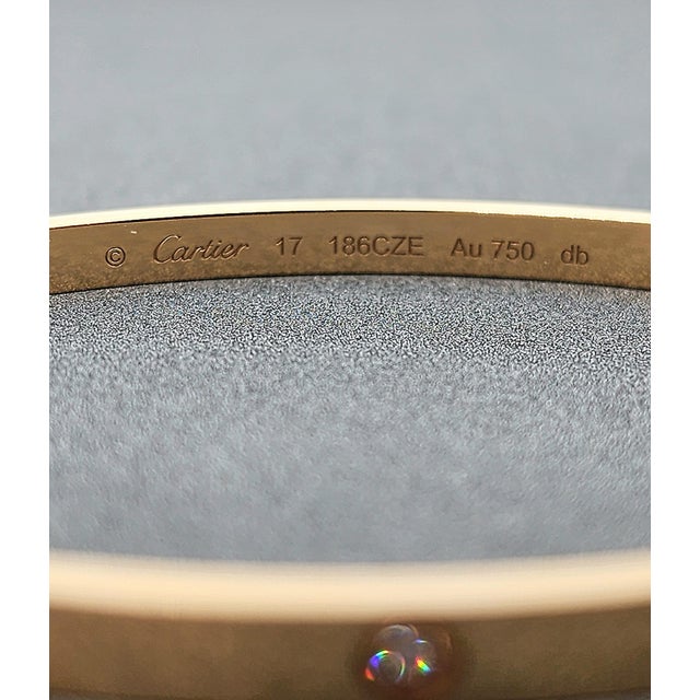 Metal Cartier 18k Yellow Gold Love Bracelet With 6 Diamonds, Modern Design For Sale - Image 7 of 10