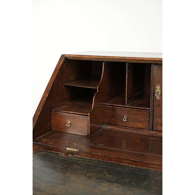 Antique English Oak Secretaire with Leather Top, 1700s For Sale - Image 9 of 16