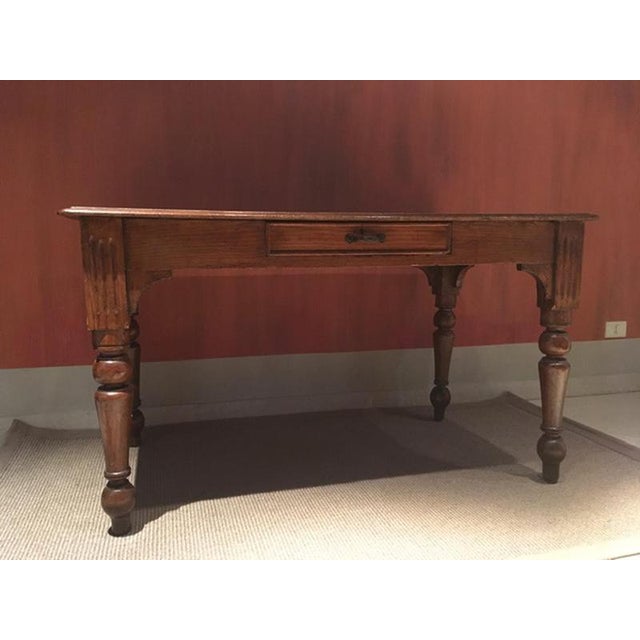 Rustic Pinewood Dining Table with Drawer, Italy For Sale - Image 13 of 18