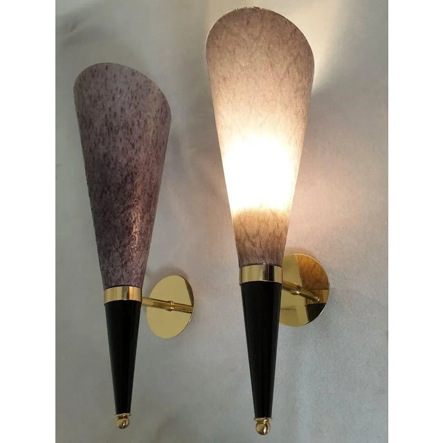 Purple Murano Glass Sconces, Signed Mila Schon Italy 1970s For Sale - Image 4 of 12