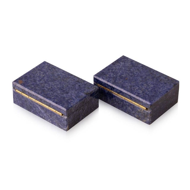 1960s Vintage Italian Sodalite Stone Boxes, 1960s, Set of 2 For Sale - Image 5 of 10