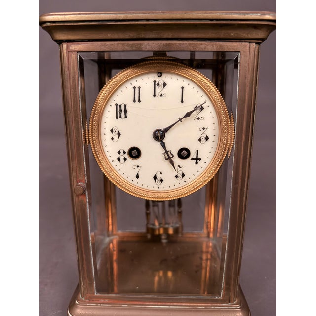 Late 19th Century French Crystal Regulator Clock With Brass Case, Circa 1890 For Sale - Image 10 of 17